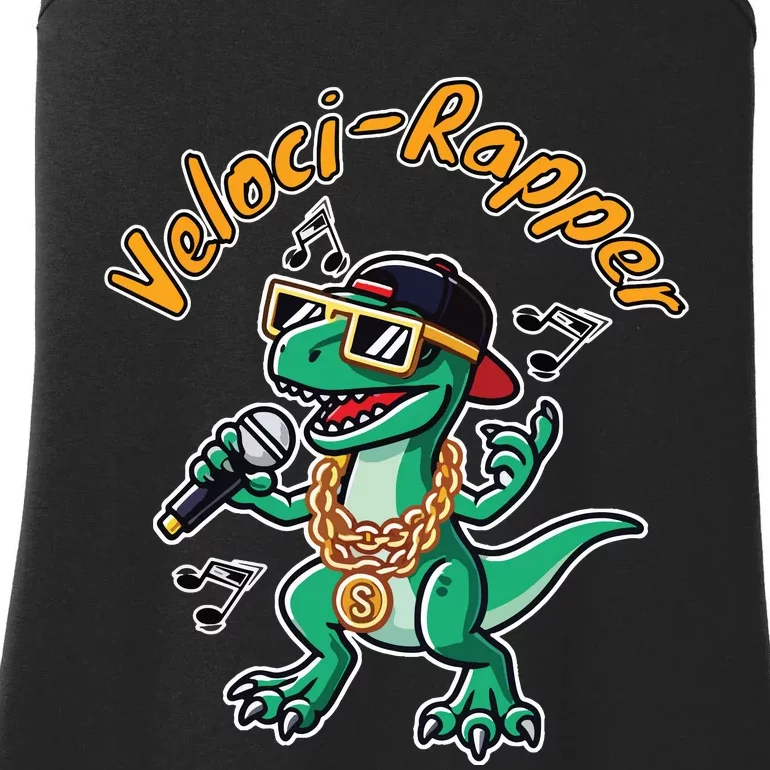 Velocirapper Dinosaur Velociraptor Rapping Ladies Essential Tank