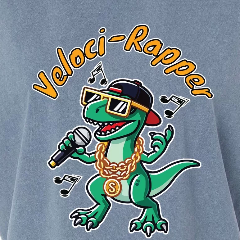 Velocirapper Dinosaur Velociraptor Rapping Garment-Dyed Women's Muscle Tee