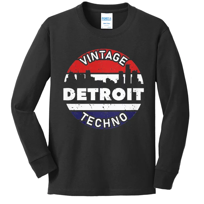 Vintage Detroit Kids Long Sleeve Shirt