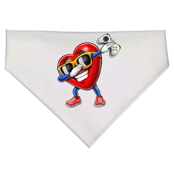 Valentines Day Video Game Dabbing Heart Gamer Gifts USA-Made Doggie Bandana