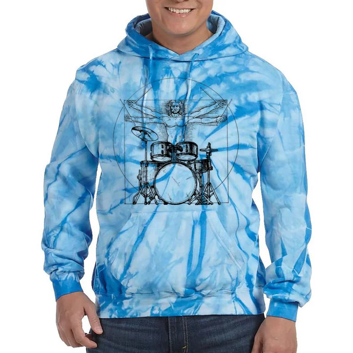 Vitruvian Drummer Vitruvian Man Drummer Drum Set Tie Dye Hoodie