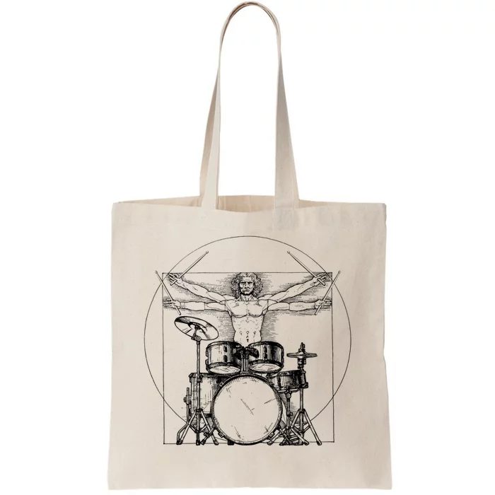 Vitruvian Drummer Vitruvian Man Drummer Drum Set Tote Bag