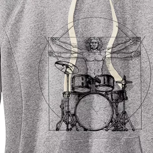 Vitruvian Drummer Vitruvian Man Drummer Drum Set Women's Fleece Hoodie