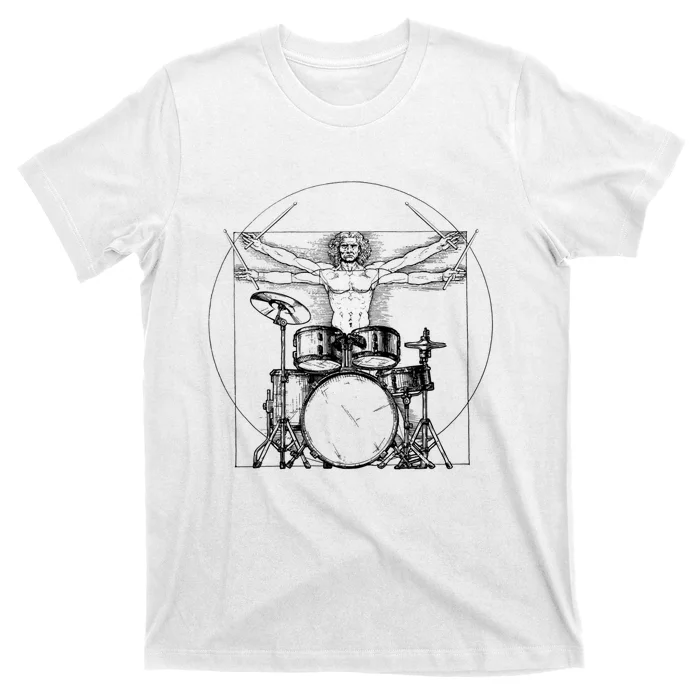 Vitruvian Drummer Vitruvian Man Drummer Drum Set T-Shirt