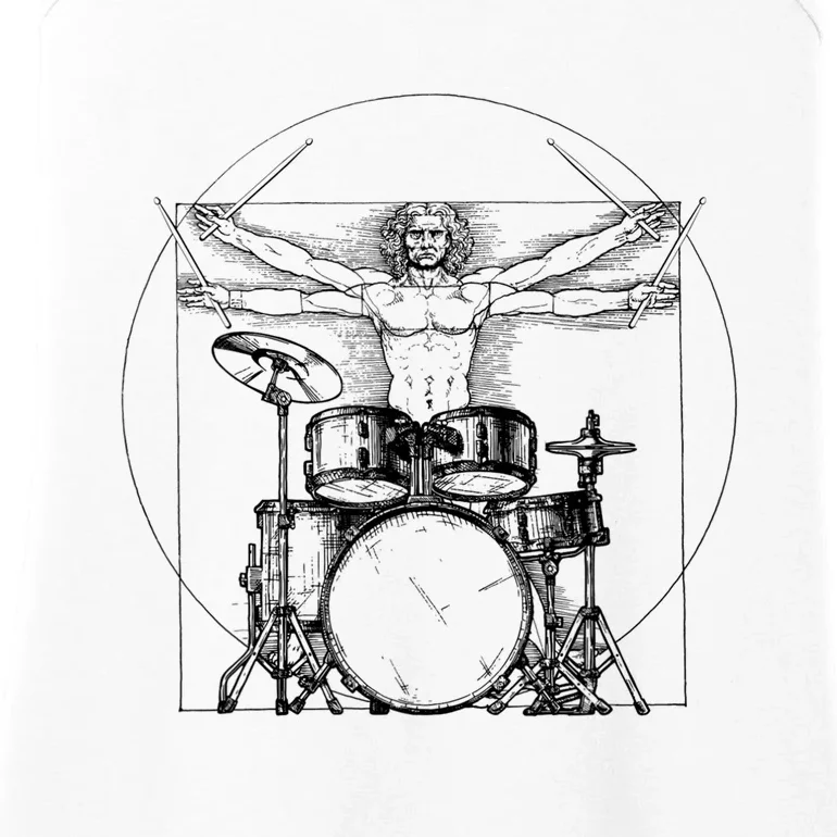 Vitruvian Drummer Vitruvian Man Drummer Drum Set Ladies Essential Tank