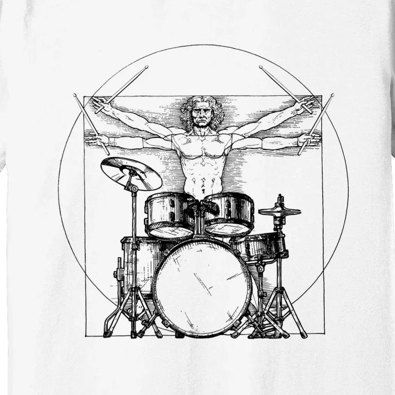 Vitruvian Drummer Vitruvian Man Drummer Drum Set Premium T-Shirt