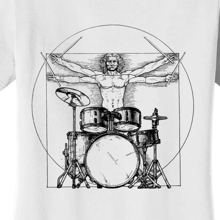 Vitruvian Drummer Vitruvian Man Drummer Drum Set Women's T-Shirt