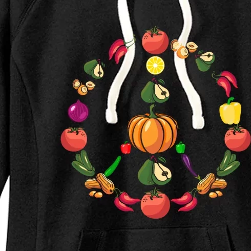 Vegan Day Vegetables Vegan Peace Sign Gift Women's Fleece Hoodie