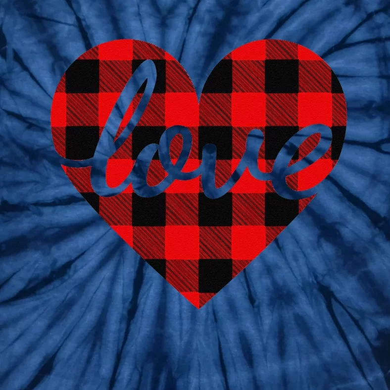 Valentines Day Women Buffalo Plaid Love Heart Tie-Dye T-Shirt