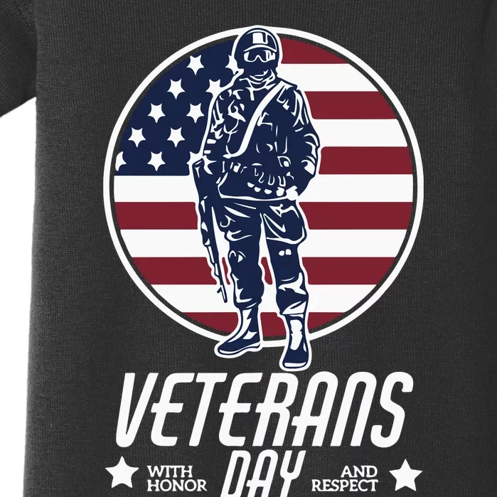 Veterans Day With Honor And Respect Baby Bodysuit