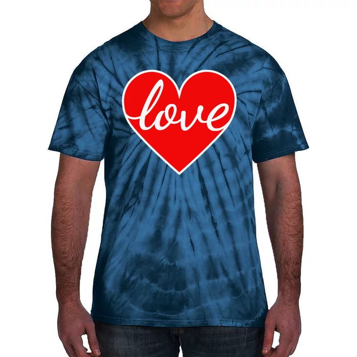 Valentines Day Womens Love Heart Graphic Tie-Dye T-Shirt