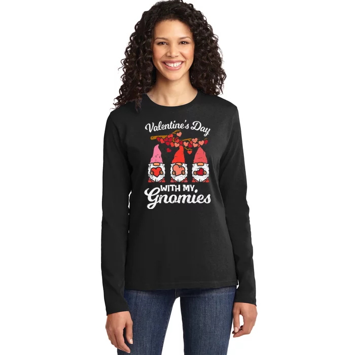 Valentines Day With My Gnomies Funny Gnomes Wo Girl Ladies Long Sleeve Shirt