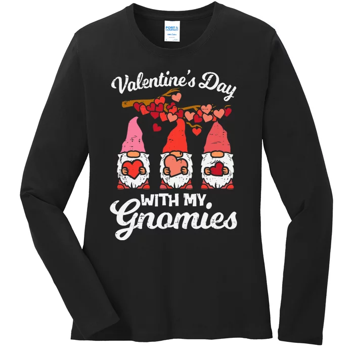 Valentines Day With My Gnomies Funny Gnomes Wo Girl Ladies Long Sleeve Shirt