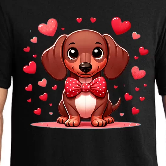 Valentines Day Wiener Dog Dachshund Valentine Hearts Doxie Gift Pajama Set