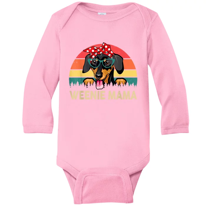 Vintage Dachshund Weenie Cute Mama Weiner Dog Mom Gift Baby Long Sleeve Bodysuit