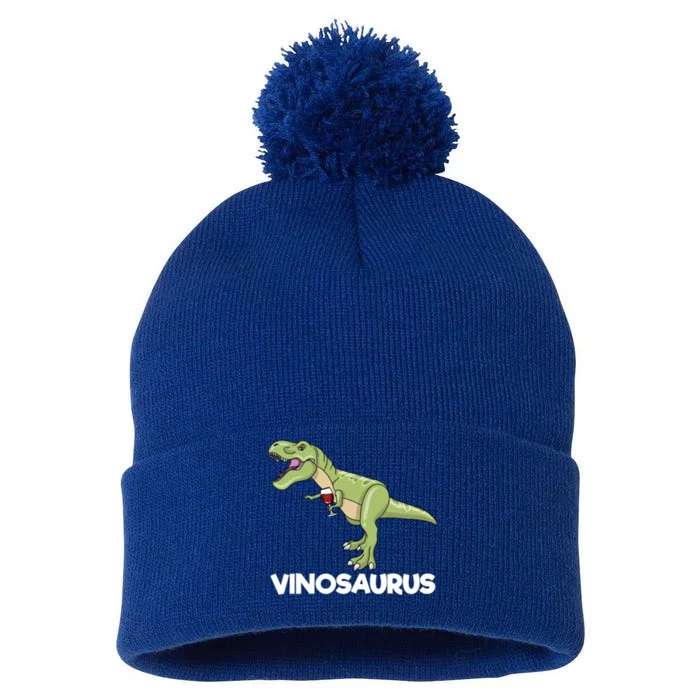 Vinosaurus Dino Wine Ing Dinosaur Wine Er Gift Pom Pom 12in Knit Beanie