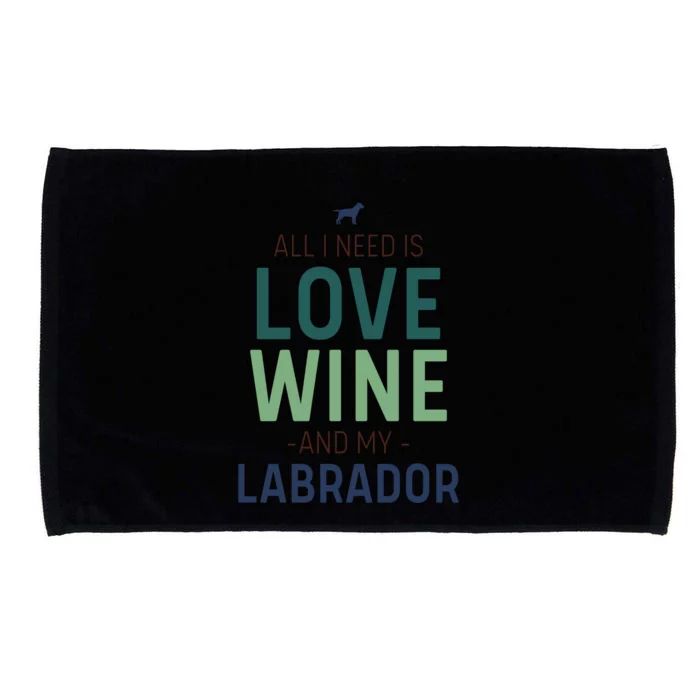 Valentine's Day Wine Lover And Labrador Dog Owner Gift Microfiber Hand Towel