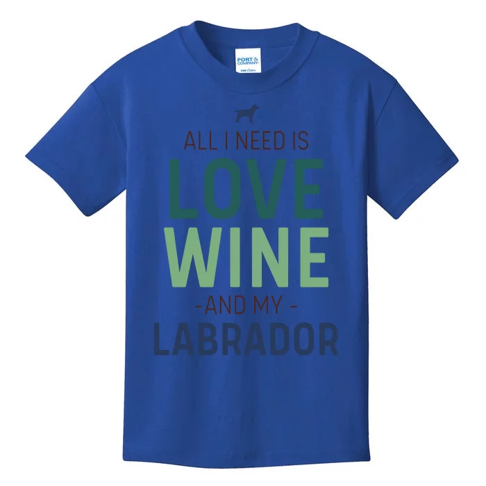 Valentine's Day Wine Lover And Labrador Dog Owner Gift Kids T-Shirt