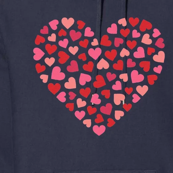 Valentines Day Women Red Pink Hearts Love Premium Hoodie