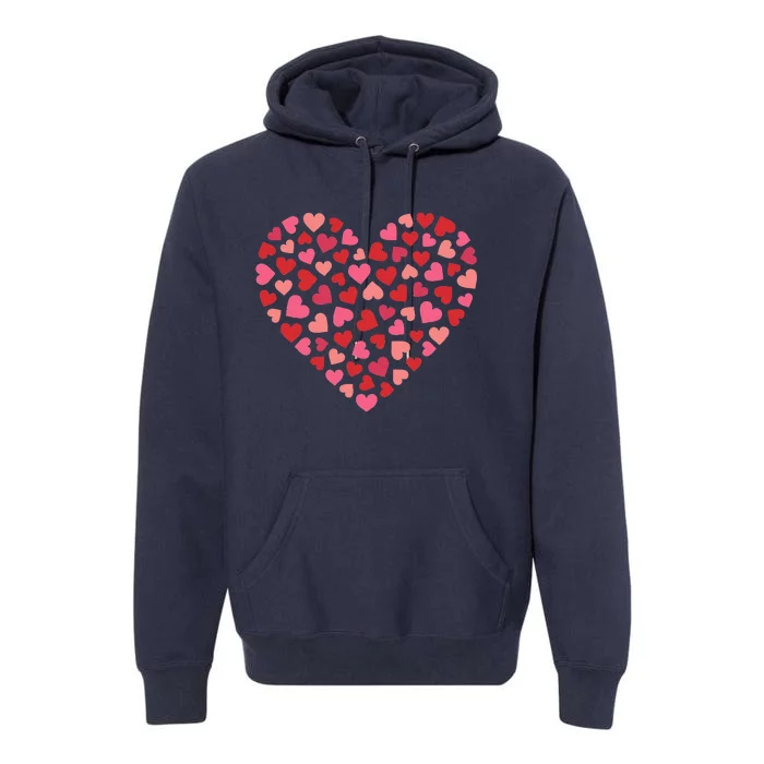 Valentines Day Women Red Pink Hearts Love Premium Hoodie