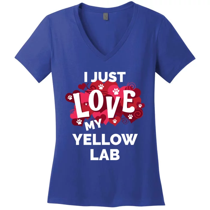 Valentine's Day Yellow Lab Labrador Dog Love Gift Funny Gift Women's V-Neck T-Shirt