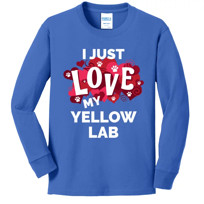 Valentine's Day Yellow Lab Labrador Dog Love Gift Funny Gift Kids Long Sleeve Shirt