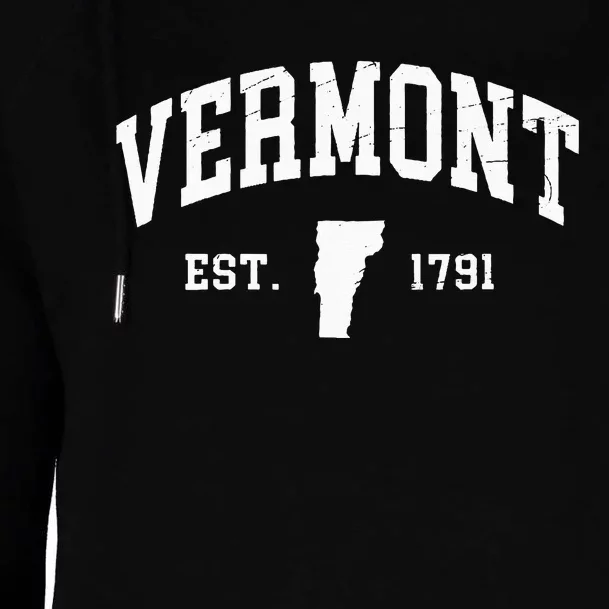 Vermont Est 1791 Distressed Worn Design Classic Womens Funnel Neck Pullover Hood