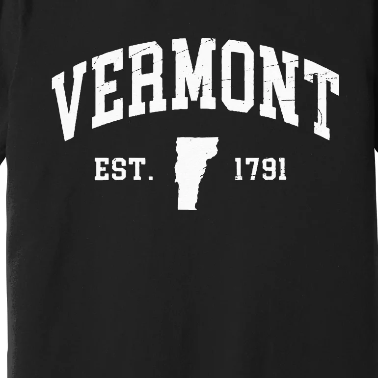 Vermont Est 1791 Distressed Worn Design Classic Premium T-Shirt