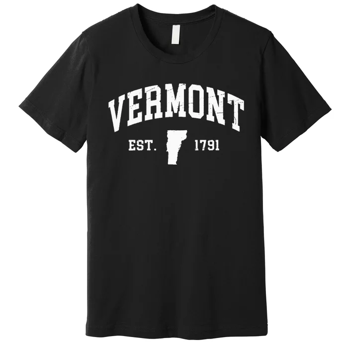 Vermont Est 1791 Distressed Worn Design Classic Premium T-Shirt