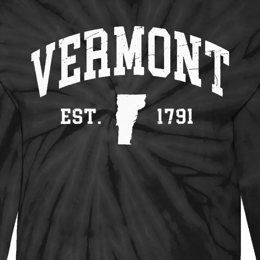 Vermont Est 1791 Distressed Worn Design Classic Tie-Dye Long Sleeve Shirt