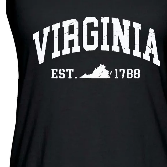 Virginia Est 1788 Distressed Worn Design Classic Ladies Essential Flowy Tank