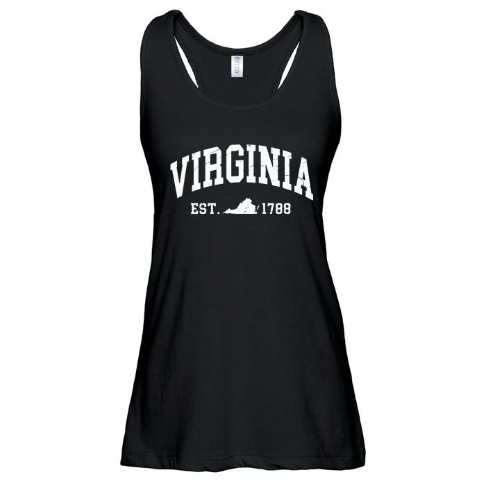 Virginia Est 1788 Distressed Worn Design Classic Ladies Essential Flowy Tank