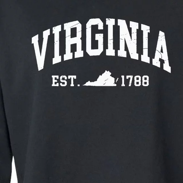 Virginia Est 1788 Distressed Worn Design Classic Cropped Pullover Crew