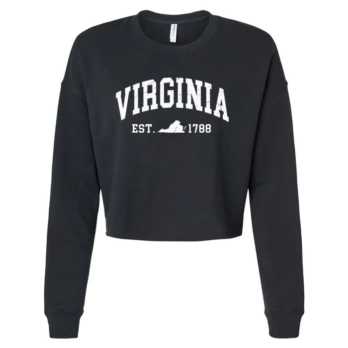 Virginia Est 1788 Distressed Worn Design Classic Cropped Pullover Crew