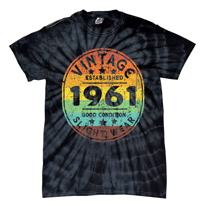 Vintage Established 1961 62nd Birthday Party Retro Tie-Dye T-Shirt