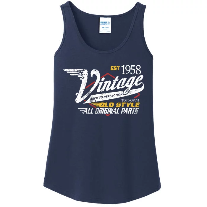 Vintage Est 1958 Top Notch Old Style Dad Gift 65th Birthday Ladies Essential Tank