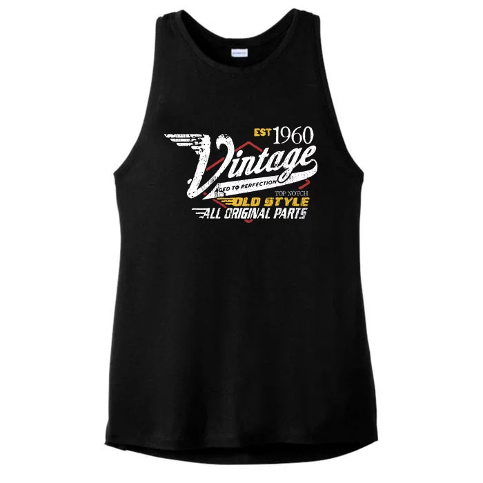 Vintage Est 1960 Top Notch Old Style Dad Gift 63rd Birthday Ladies Tri-Blend Wicking Tank