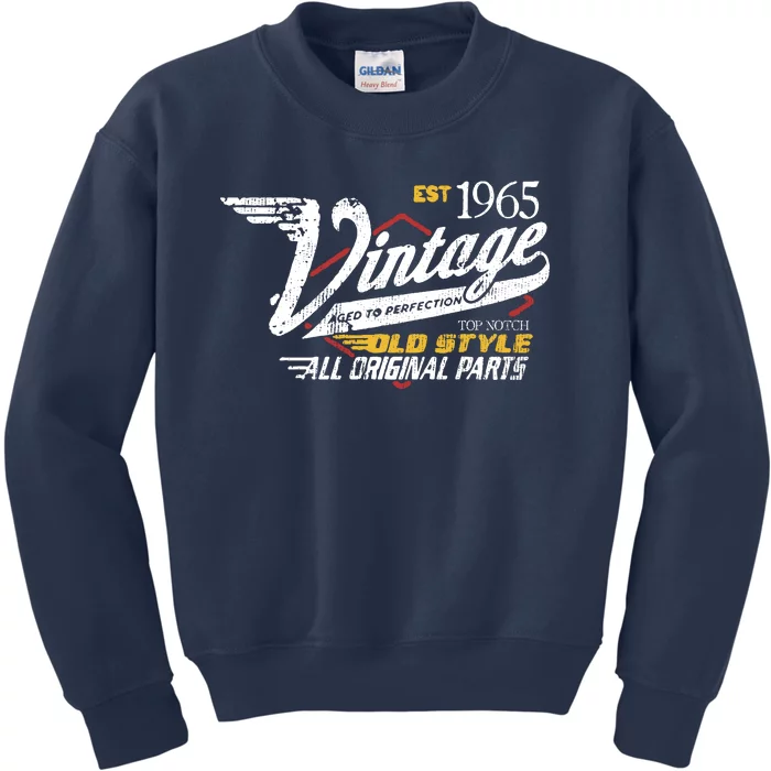 Vintage Est 1965 Top Notch Old Style Dad Gift 58th Birthday Kids Sweatshirt