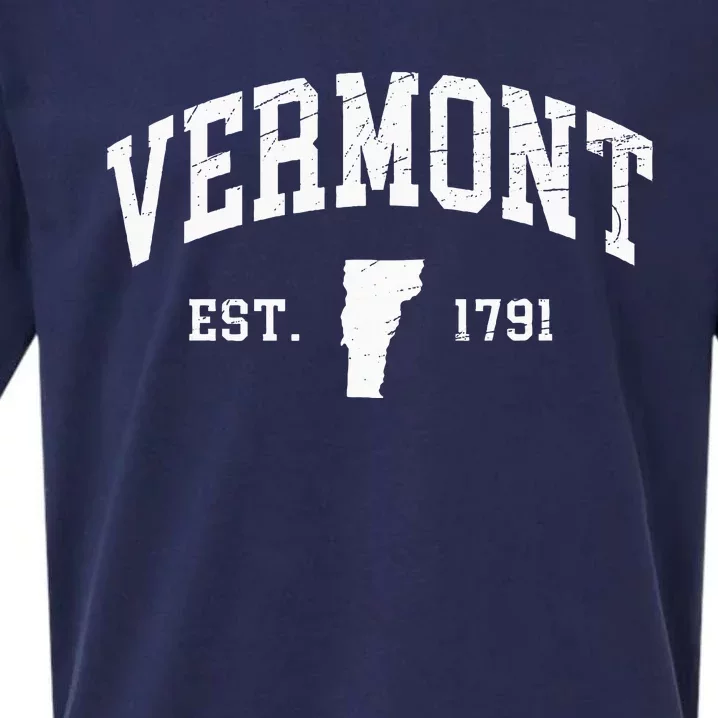 Vermont Est. 1791 Distressed Worn Design Classic Sueded Cloud Jersey T-Shirt