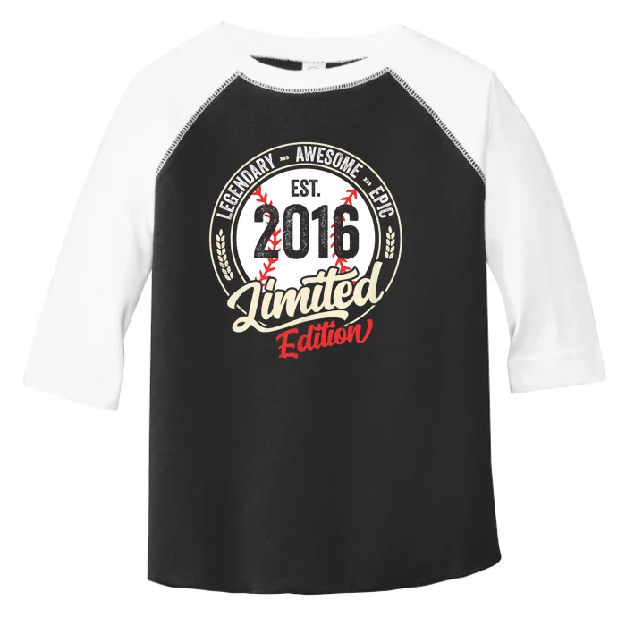 Vintage Est 2016 Limited Edition Birthday Baseball Player Toddler Fine Jersey T-Shirt