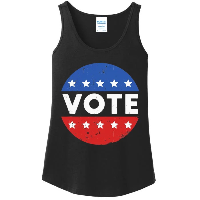 Vote Election 2024 Voter Vintage Button Ladies Essential Tank