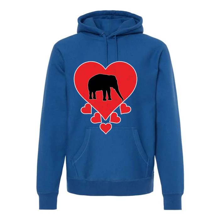 Vintage Elephant Animal Lover Valentine's Day Elephant Gift Premium Hoodie