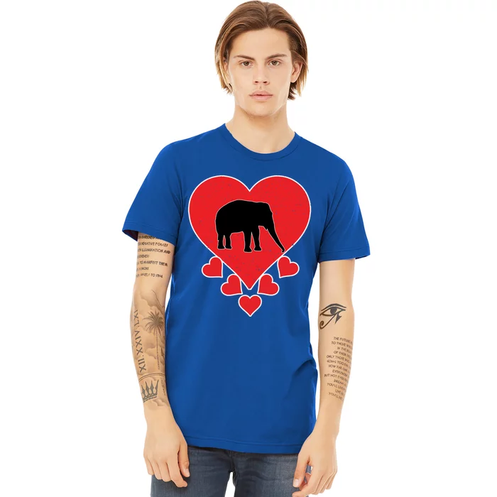 Vintage Elephant Animal Lover Valentine's Day Elephant Gift Premium T-Shirt