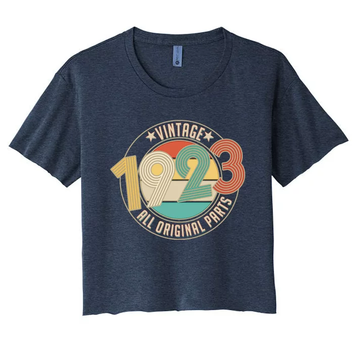 Vintage Emblem All Original Parts 1923 100th Birthday Women's Crop Top Tee