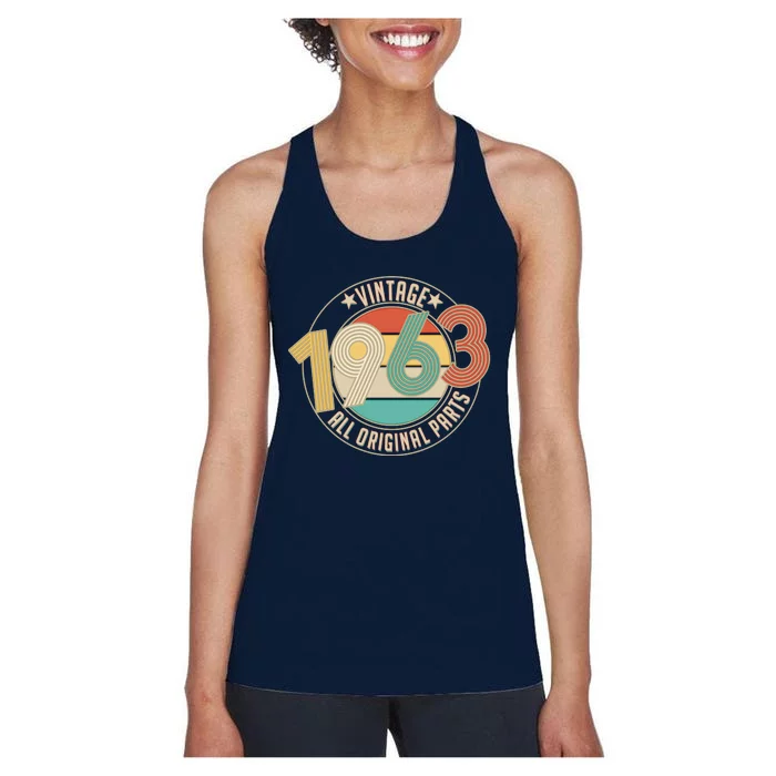 Vintage Emblem All Original Parts 1963 60th Birthday Women's Racerback Tank