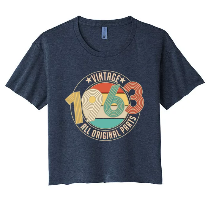 Vintage Emblem All Original Parts 1963 60th Birthday Women's Crop Top Tee