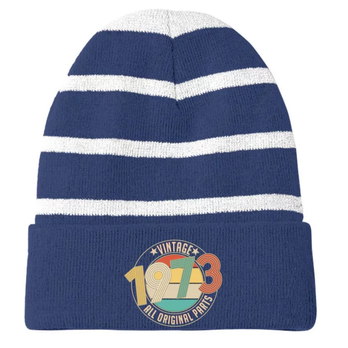 Vintage Emblem All Original Parts 1973 50th Birthday Striped Beanie with Solid Band