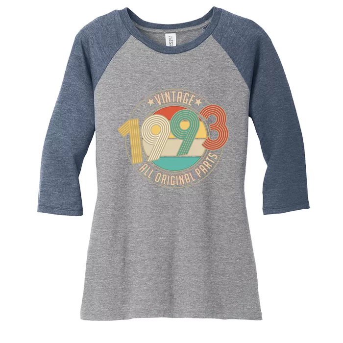 Vintage Emblem All Original Parts 1993 30th Birthday Women's Tri-Blend 3/4-Sleeve Raglan Shirt