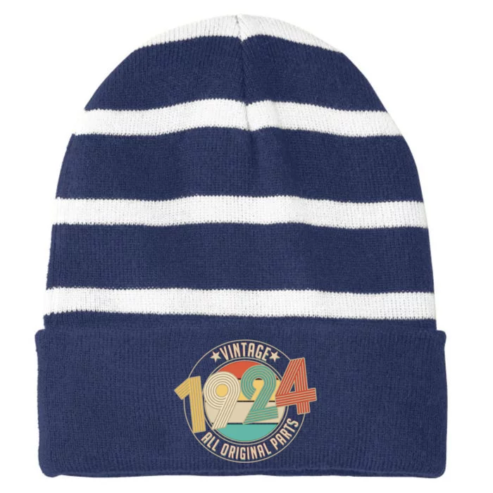 Vintage Emblem All Original Parts 1924 100th Birthday Striped Beanie with Solid Band