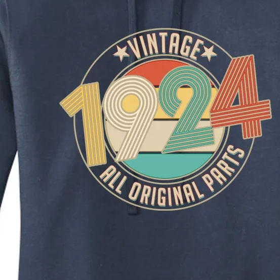 Vintage Emblem All Original Parts 1924 100th Birthday Women's Pullover Hoodie